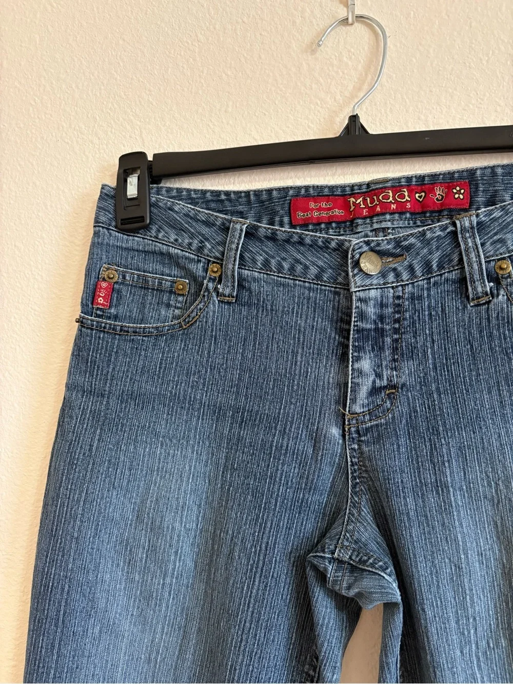 Vintage 90s Y2K Mudd Women’s Midwash Blue Flare Jeans
